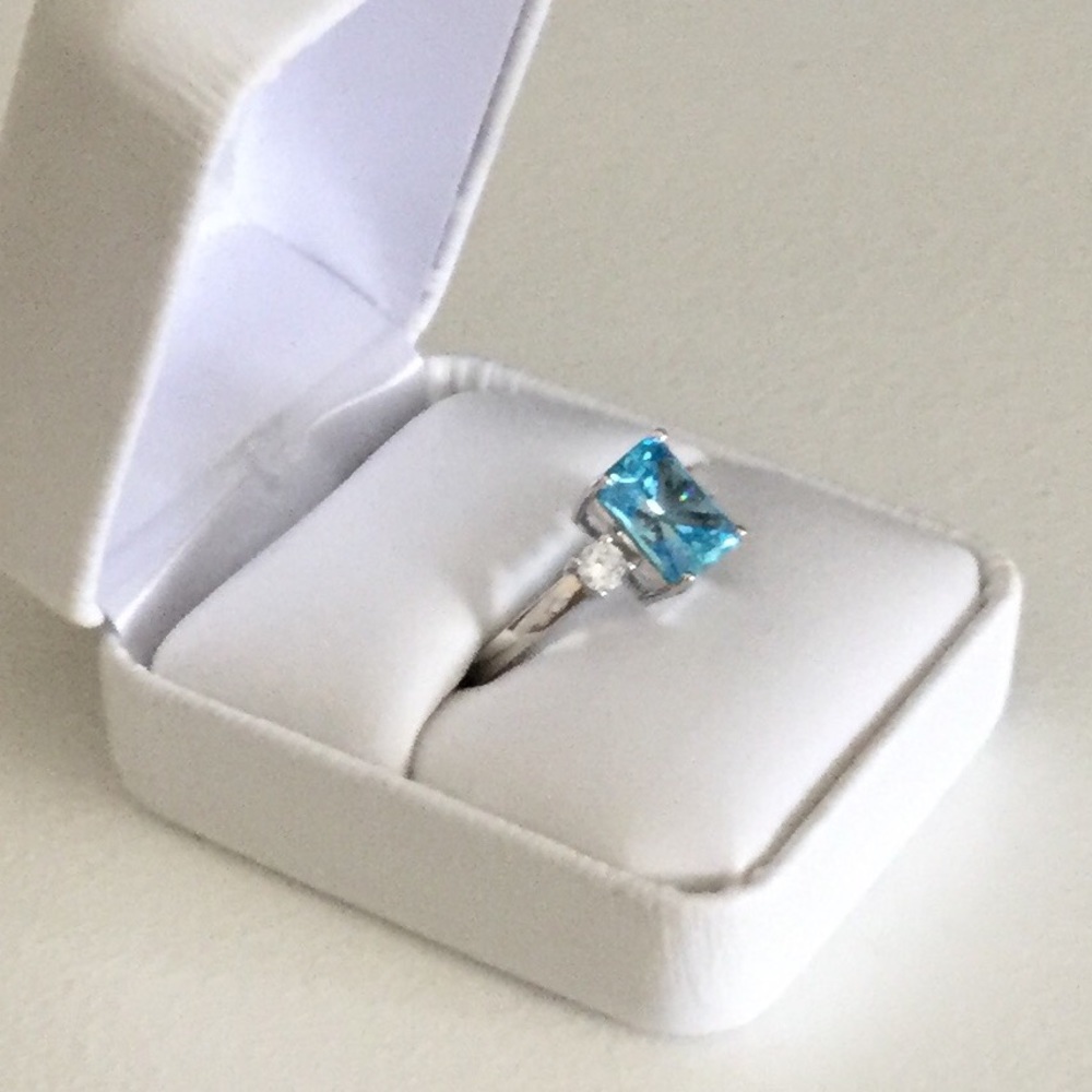 💥 S.Silver Aquamarine Crystal Ring - Picture 6 of 7